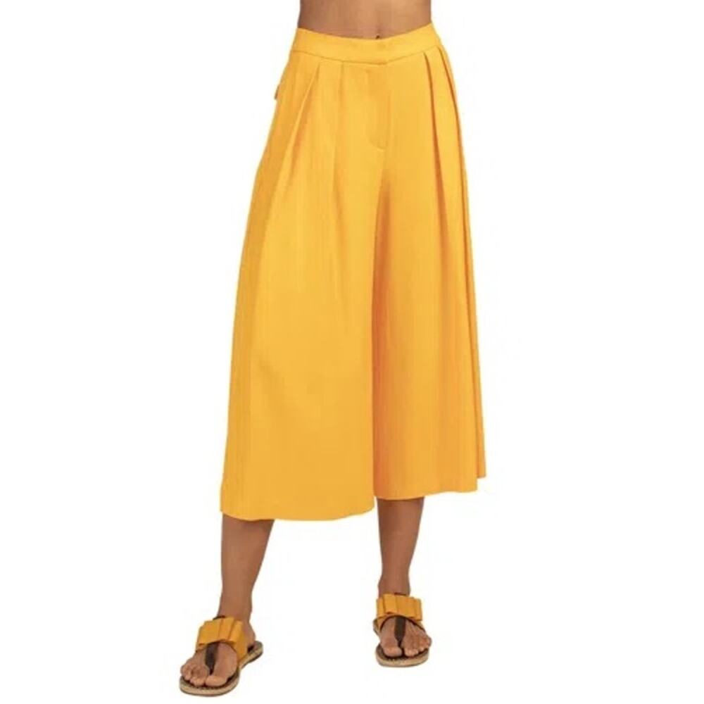 Trina Turk Relaxed Fit Carefree Culotte 'Sunshine' Wide Leg Cropped Pleated Pant